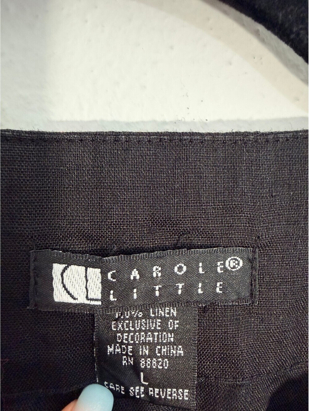 Carole Little Black 100% Linen Embroidered Tunic Top Boho Pink Floral Size L - Picture 3 of 6